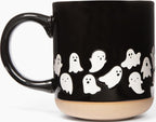 Sweet Water Decor White Ghosts Black Halloween Mugs - Halloween Coffee Mug Dishwasher & Microwave Safe - Fall Mug for Coffee & Hot Cocoa or Seasonal Brew - Black Stoneware Ghost Mugs