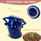 Canister With Attitude - 1.2L Ceramic Storage Jar with Lid, Airtight Kitchen Canisters Set for Coffee, Sugar & Tea | Farmhouse Flour Sugar Storage Container, Handmade with Spoon Rest (Blue)