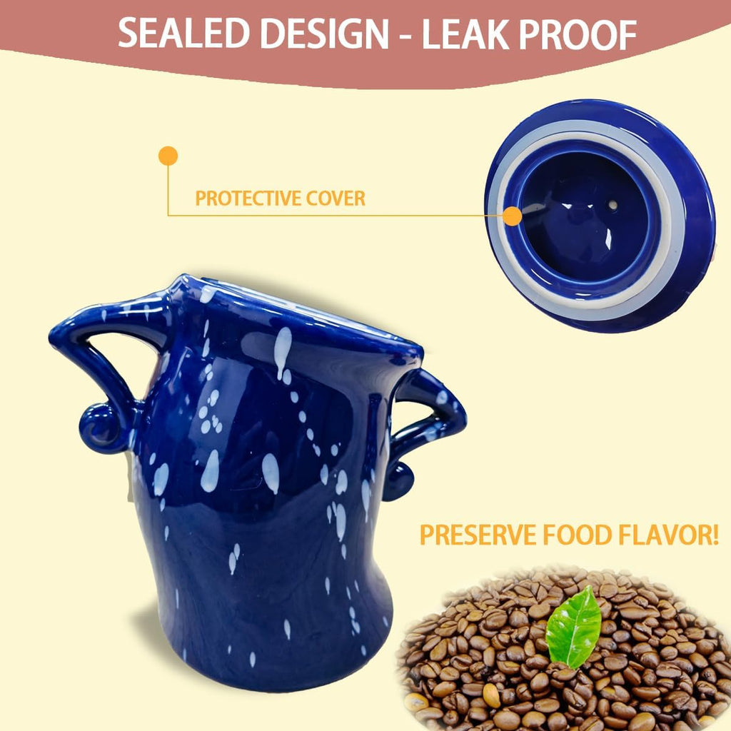 Canister With Attitude - 1.2L Ceramic Storage Jar with Lid, Airtight Kitchen Canisters Set for Coffee, Sugar & Tea | Farmhouse Flour Sugar Storage Container, Handmade with Spoon Rest (Color)