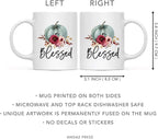 Andaz Press Fall Burgundy Marsala 11oz. Ceramic Coffee Tea Mug, Blessed, 1-Pack, Pumpkin Floral Graphic, Birthday, Friend, Family, Coworker, Autumn Season, Festive Thanksgiving Ideas