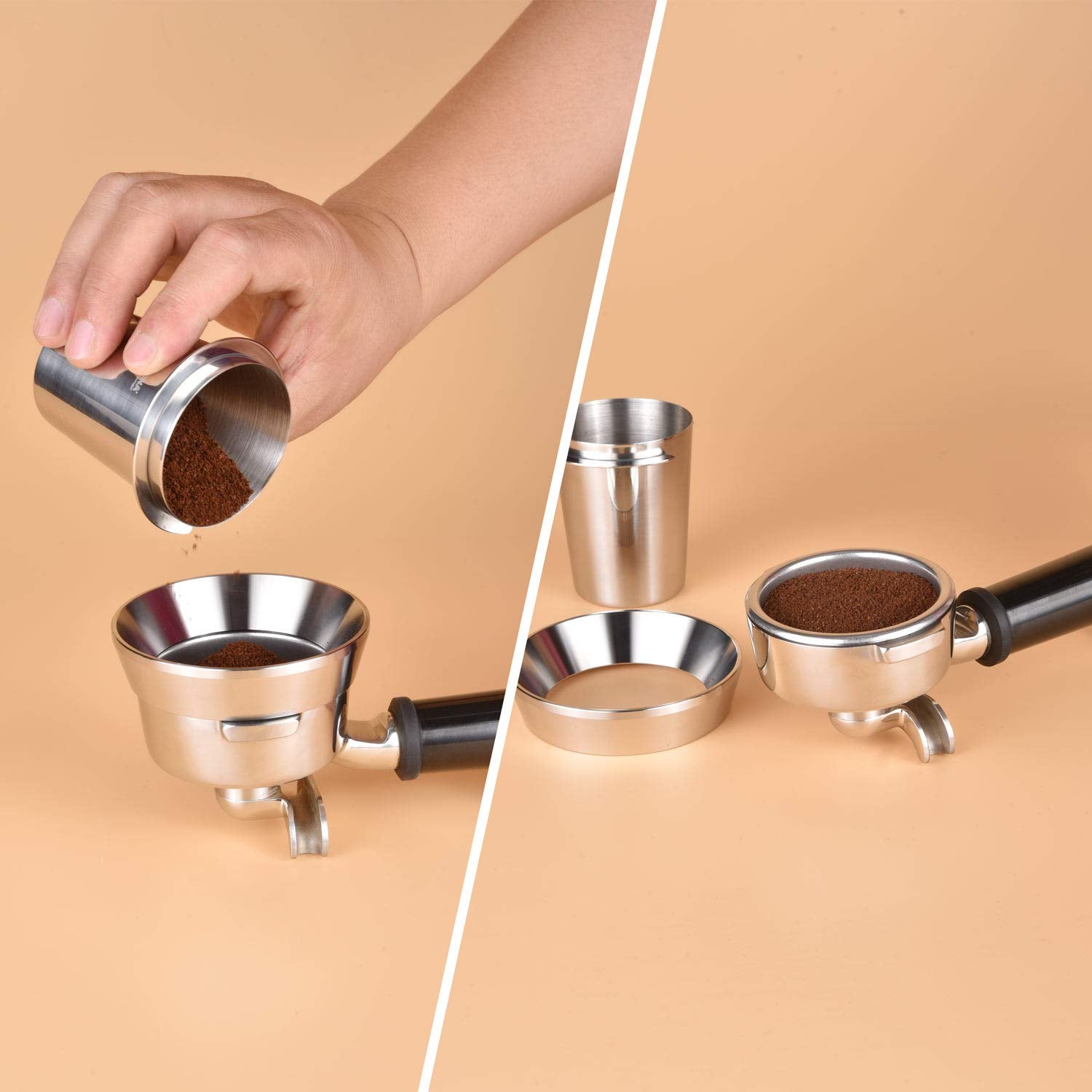 Stainless Steel Espresso Dosing Funnel Compatible with 58mm Portafilter