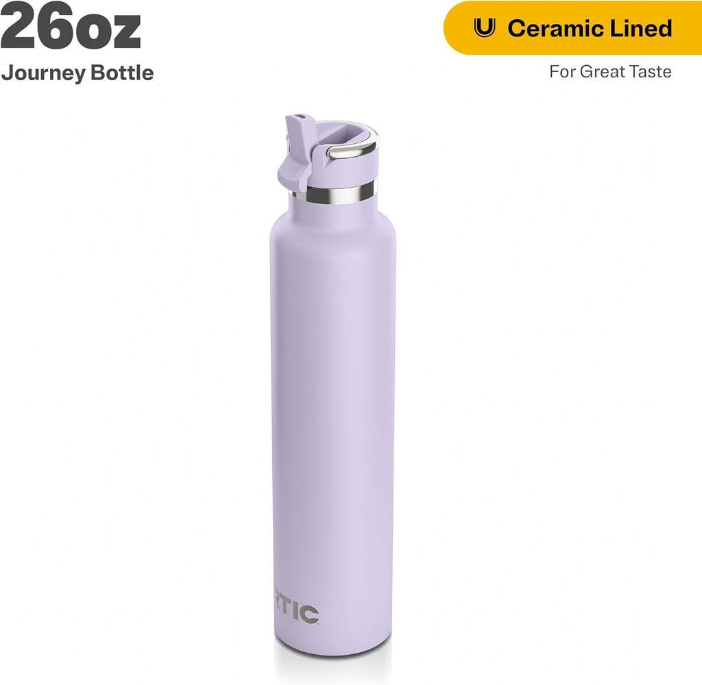 RTIC 26oz Journey Bottle Metal Stainless Steel Vacuum Insulated, BPA Free, Reusable, for Water, Hot and Cold Drinks, Travel, Sports, Camping, Dusty Lilac