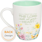 Christian Art Gifts Inspirational Ceramic Coffee & Tea Scripture Mug for Women: Trust in the Lord Encouraging Bible Verse, Microwave & Dishwasher Safe Lead-free, Multicolor Floral, Light Green, 12 oz.