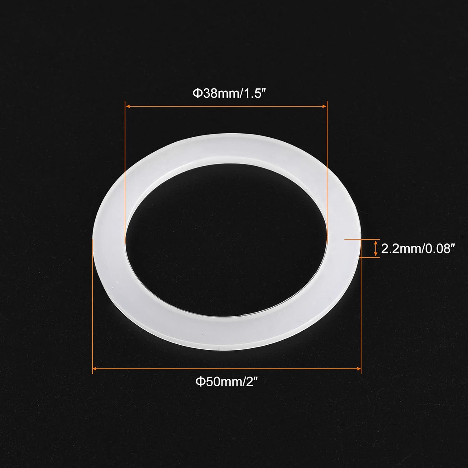 MECCANIXITY Gasket Seal Coffee Maker White Silicone Ring Replacement 38x50x2.2mm for 1-Cup Aluminium Coffee Pot, Pack of 5