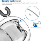 ecooe 4.4 Oz Black Cute Cat Double Wall Glasses Espresso Cups Set of 2, Demitasse Cups, Espresso Shots Coffee Cups Birthday Christmas Gifts for Women,Men, Mum, Kids, 130 ml (full capacity)