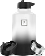IRON °FLASK Camping & Hiking Hydration Flask with 3 Lids - Stainless Steel, Double Walled & Vacuum Insulated Water Bottle - Leak Proof & BPA Free (Day & Night, Straw - 64 oz)