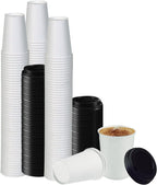 Smygoods White Disposable Paper Coffee Cups with Lids (16 OZ, 50 Count) For Hot Beverages, Tea, Espresso, Cocoa - To Go Drink Containers, Café & Office