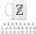 Retreez Initial A-Z Floral Botanical Bouquet Alphabet Monogrammed Monogram Mug 11 Oz Ceramic Tea Coffee Mugs - Appreciation Thank You Wedding Birthday Gifts for her friend coworker sister - Z Initial