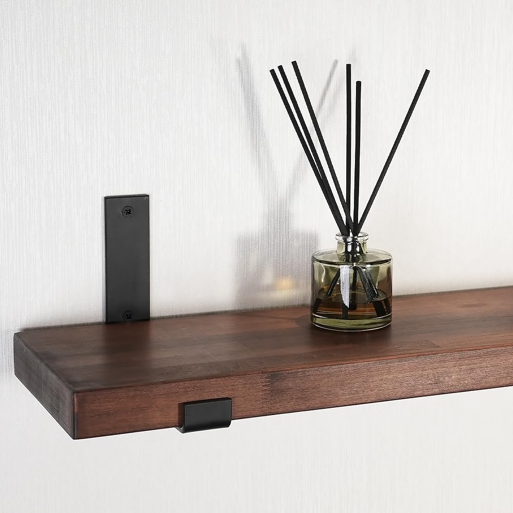 CONSDAN Floating Shelves for Wall Mounted Book Shelf Hanging Shelves Floating Bookshelf for Bedroom, Bathroom, Living Room, Kitchen USA Grown Solid Hardwood, Dark Maple 30x7.5x1.5 in (Set of 2)