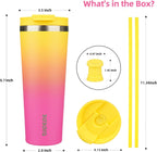 BJPKPK 26oz Stainless Steel Insulated Tumbler With lid And Straw Travel Coffee Thermal Tumblers Cup For Women And Men,Pink Yellow Rose
