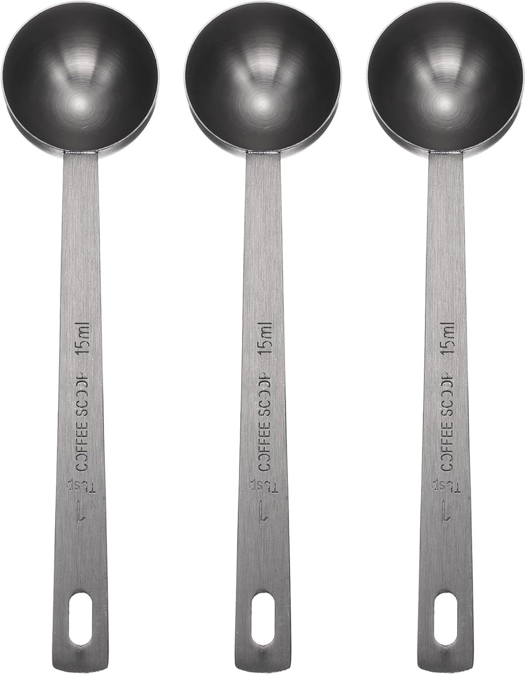 HARFINGTON 3pcs Coffee Scoop Spoon 1tbsp (3tsp, 15ml) 304 Stainless Steel Long Handle Teaspoon/Tablespoon Measuring Spoons Scoops for Tea Sugar Kitchen, Black