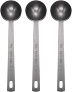 HARFINGTON 3pcs Coffee Scoop Spoon 1tbsp (3tsp, 15ml) 304 Stainless Steel Long Handle Teaspoon/Tablespoon Measuring Spoons Scoops for Tea Sugar Kitchen, Black