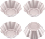 CHEFMADE Mini Pudding Pan Set, 3-Inch 4Pcs Non-Stick Egg Tart Mold Flower-shaped Pie Bread and Cake Pan Bakeware for Oven and Instant Pot Baking (Champagne Gold)