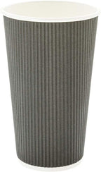 Restaurantware 16 Ounce Ripple Wall Disposable Coffee Cups, 500 Insulated Gray Paper Tumblers with Rolled Rim Design, Lids Sold Separately for Hot Drinks like Tea, Hot Chocolate and More