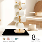 SNAIL GARDEN Wood Coffee Mug Holder With 8 Hooks, Cup Stand With Drying Mat, Tree Hanger Rack for Counter, Bar Accessories and Decor, Station Organizer