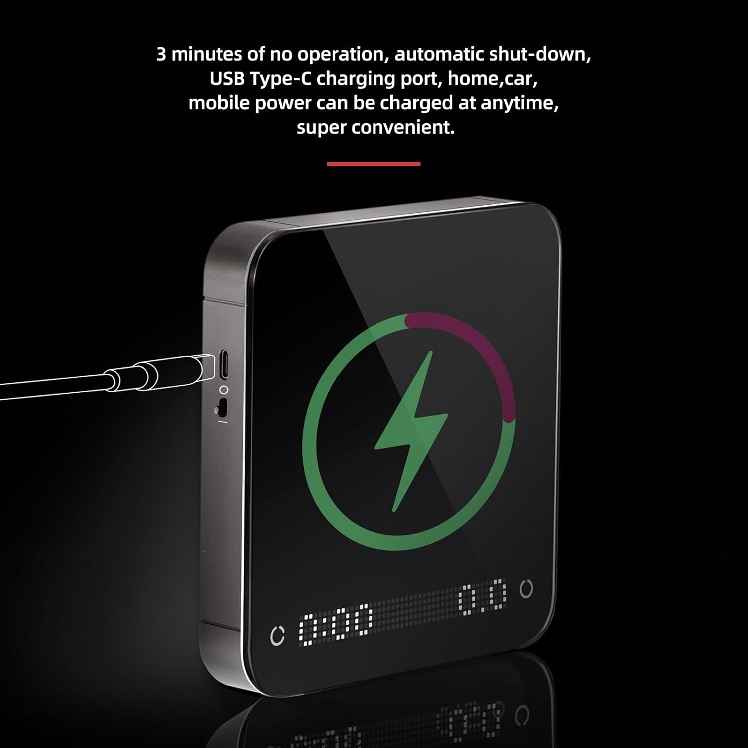 Portable Coffee Scale,Digital Touch Espresso Scale with with Timer,2kg/0.1g High Precision,Rechargeable 1800mAh Battery Tempered Glass Mirror