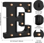 Foaky Black LED Letter Lights for Room Decor - Bedroom Wall Decor, Alphabet Lights for Home, Wedding, Party - Battery Operated （E）