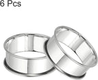HARFINGTON 6pcs Crumpet Rings 2.36" Nonstick Round Cake Ring Stainless Steel Double Rolled English Pastry Rings for Kitchen Baking Crumpet Dessert, Silver