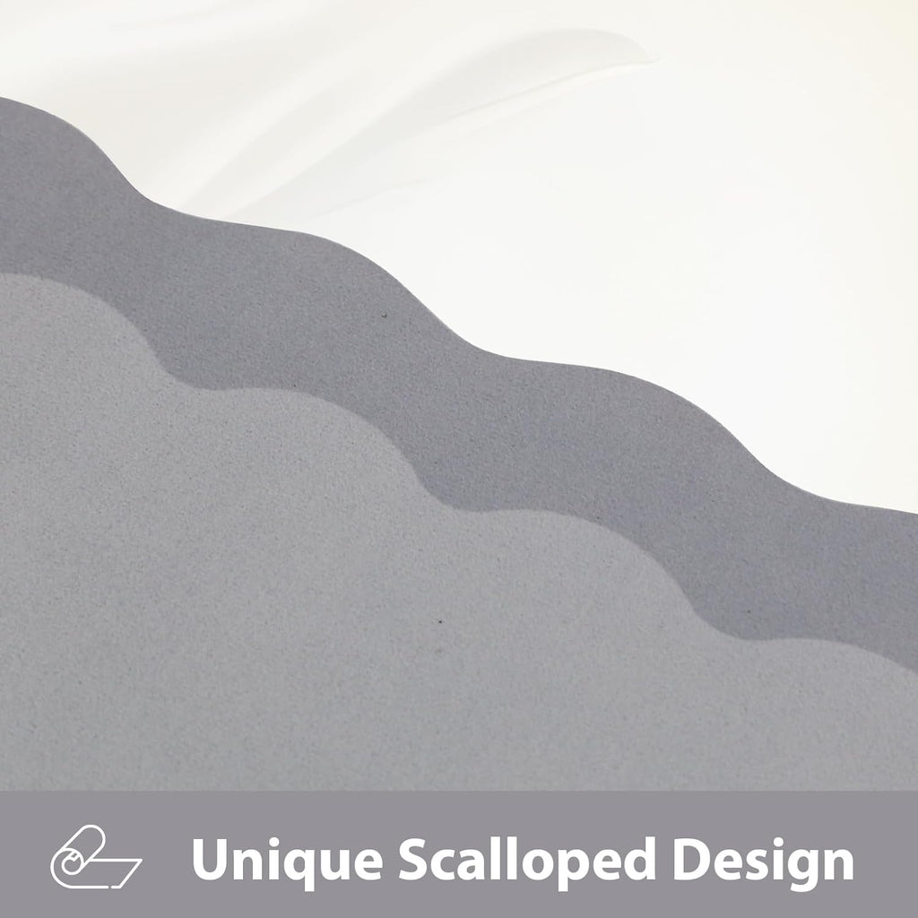 Scalloped Coffee Bar Mat for Countertop, Cute Dish Drying Mats for Kitchen Counter, Diatomite Absorbent Mat for Coffee Station, Kitchen Aesthetic Decor (12"x19", Grey)