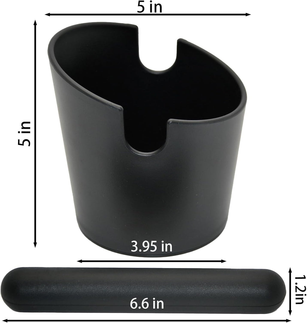 5 inch Coffee Knock Box Espresso Knock Box with a longer detachable Knocking Rod Shock-Absorbent Durable Non-Slip Base Espresso Machine Accessories Espresso Dump Bin for Home/Office