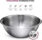 Stainless Steel Mixing Bowl Set, Nesting Bowls for Kitchen Baking, Cooking, Prepping, Kitchen Food Storage Organizers, No Lids (6 Pack)