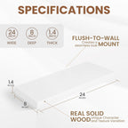 Fun Memories Rustic Floating Shelves for Home Decor, 8 Inch Deep Floating Shelf, Solid Wood Floating Wall Shelves 24 Inch Long, Deep Wall Shelves for Bathroom, Living Room, White Finsh, Set of 2