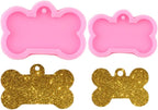 ESEENS 8 Pack Shiny Bone Shape Tag Resin Mold Dog Bone Shape Handmade Keychain Silicone Mold For Resin Epoxy Mold Round Tag Pendant Keychain Mold Tag Mold