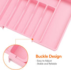Lifewit Silverware Drawer Organizer, Expandable Utensil Tray for Kitchen, BPA Free Flatware and Cutlery Holder, Adjustable Plastic Storage for Spoons Forks Knives, Large, Pink