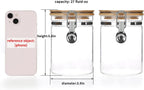 KKC HOME ACCENTS Borosilicate Glass Sealed Jars with Airtight Lid, Airtight Glass Food Storage Container with Locking Clamp Bamboo Lid for Loose Tea,Sugar,Cocoa,Coffee Canister,27 fl oz