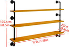 Industrial Pipe Shelving Shelf Rustic Black Wall Shelves Industrial Floating Shelves for Wall 48 Inch Farmhouse Bookshelf Pipe Shelves Living Room Kitchen