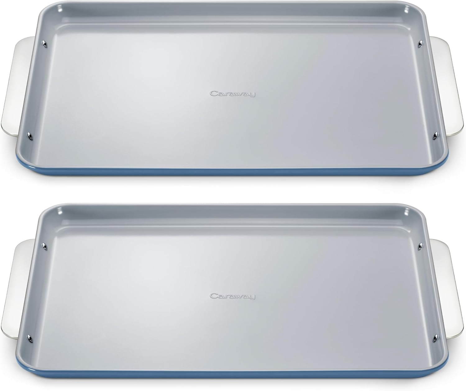 Caraway Non-Stick Ceramic Large Baking Sheet Duo - Naturally Slick Ceramic Coating - Non-Toxic, PTFE & PFOA Free - Perfect for Baking, Roasting, and More - Large (18" x 13") - Slate