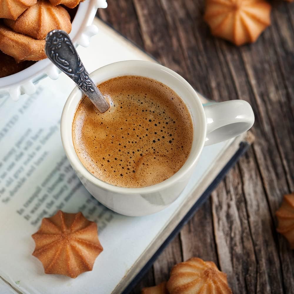 homEdge Mini Procelain Espresso Cup, 4 Ounces / 120 ml Tiny Ceramic Coffee Mugs Demitasse for Espresso, Tea- Set of 6, White