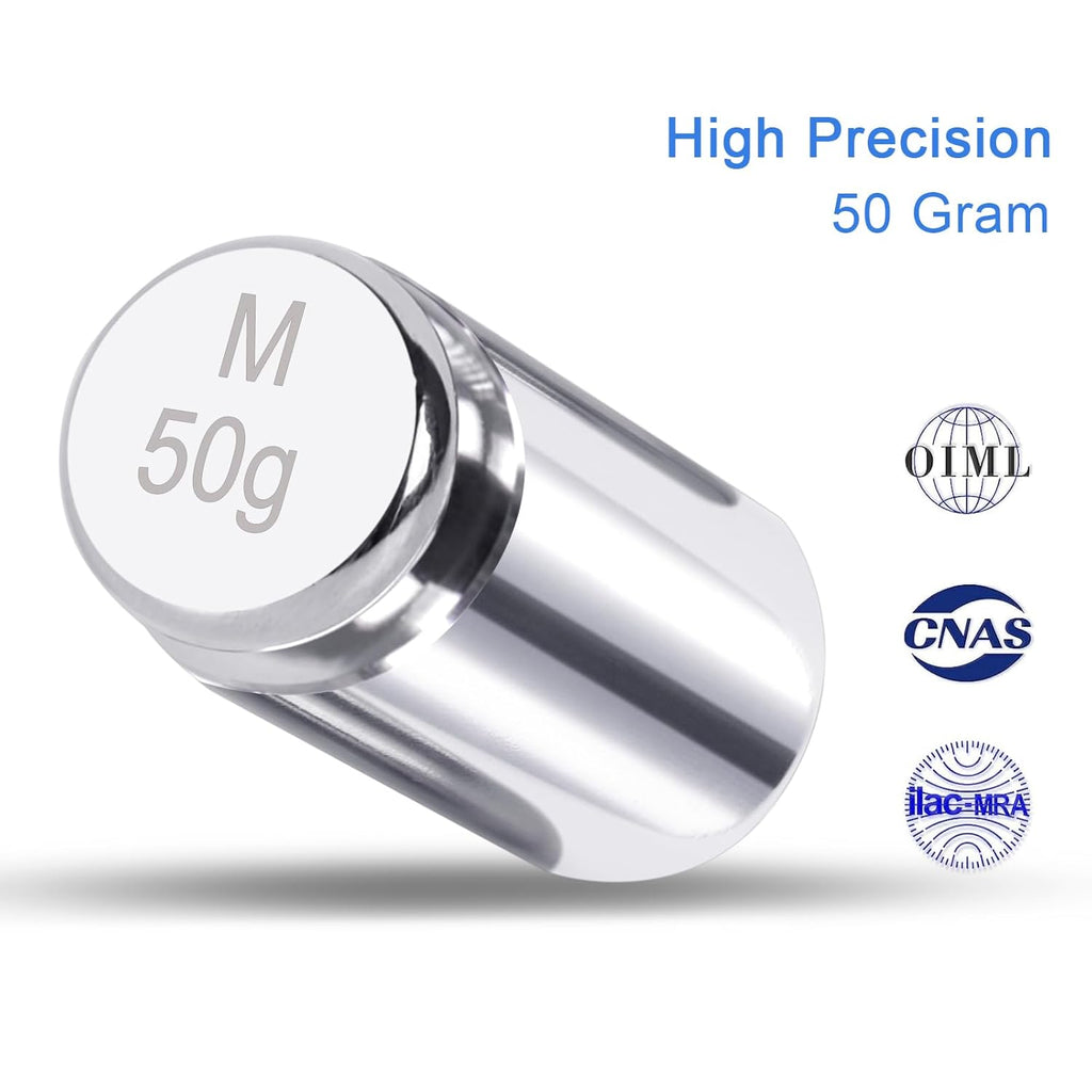 QP Calibration Weights, 50 Gram Scale Weights, OIML Class M1 High Precision Stainless Steel Scale Balance Weights with Chrome Finish, Calibration Weights for Digital Scale, Kitchen Scale, Pocket Scale