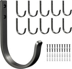 10-Pack Wall Hooks for Hanging Towel/Coat - 22LB Screw in Metal Hanger Wall Mount, for Outdoor, Closet, Door, Bathrooms, for Backpack, Robe, Black