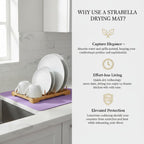 Dish Drying Mat Super Absorbent – 16" x 18" Coffee Mat for Countertops – Non-Slip Drying Mat for Kitchen Counter – Easy to Clean Water Absorbent Mat – Large Dish Drying Mats (Lavender)