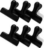 6 Pack Heavy-Duty Stainless Steel Chip Clips，3" Wide Air Tight Bag Clips for Food，Air Tight Seal Food Bag for Kitchen & Home (Matte Black)