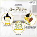 AMOUR INFINI Kitchen Apron for Women with Pockets Cotton Printed Aprons for Baking, Gardening, Painting Reusable and Washable (27.5 x 33 Inches - Citrus Splash)