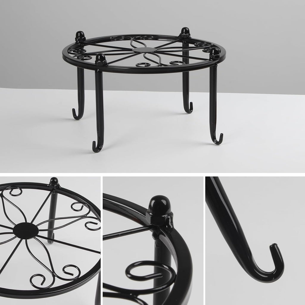 Heavy-duty Metal Beverage Drink Dispensers Stand, Drinking Crock Cold Water Glass Container Holder, Countertop Rack Base for Juice Lemonade Dispenser Mason Jar, Max Diameter 8", Black