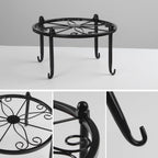 Heavy-duty Metal Beverage Drink Dispensers Stand, Drinking Crock Cold Water Glass Container Holder, Countertop Rack Base for Juice Lemonade Dispenser Mason Jar, Max Diameter 8", Black