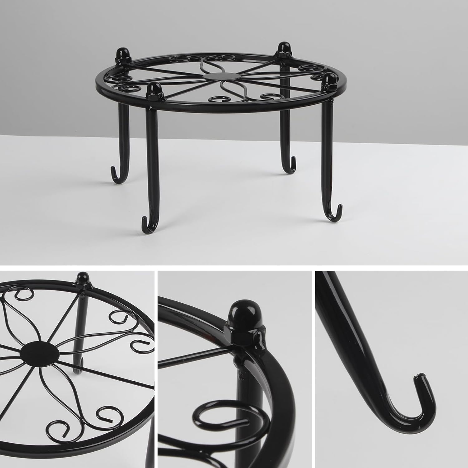 Heavy-duty Metal Beverage Drink Dispensers Stand, Drinking Crock Cold Water Glass Container Holder, Countertop Rack Base for Juice Lemonade Dispenser Mason Jar, Max Diameter 8", Black