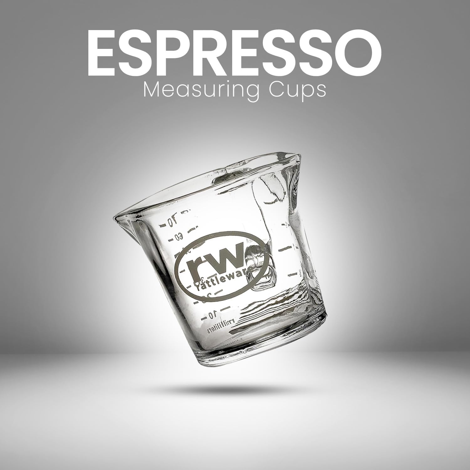 Rattleware Espresso Shot Glass Pitcher – Double Spouted Genuine Barista Measuring Cup with Graduations in Ml & Oz – High-Volume, Commercial-Grade for Swift Espresso Pouring & Precision (3 Oz, 2-Pc)