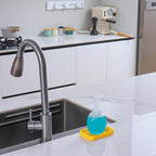 Silicone Kitchen Sink Organizer Tray for Multiple Usage,Easy Clean Sponges Holder for Kitchen Bathroom Counter or Sink,Dish Soap Dispenser,Scrubber,Bottle,Cup Yellow 4.9”x 3.2”