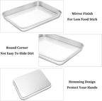 Deedro Baking Sheet with Rack Set [2 Sheets + 2 Racks], Stainless Steel Cookie Half Sheets Baking Pan Oven Tray with Cooling Rack, 9 x 7 x 1 Inch, Heavy Duty, Non-toxic, Easy Clean