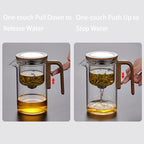 Enchanti Tea Pot, Witchcraft Magic Glass Teapot with Infuser Strainer and Lid for Loose Leaf Tea Herbal, Magnetic Water Separation Tea Maker Kettle with Cups Clear Enchantipot (1000ml)