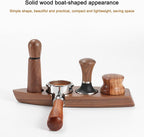 Coffee Tamper Station, Small Ship Shape Portafilter Tamping Stand Espresso Coffee Organizer Box Fit for Storage 54, 64MM Espresso Tamper Mat Portafilter Holder (Accessories not included)