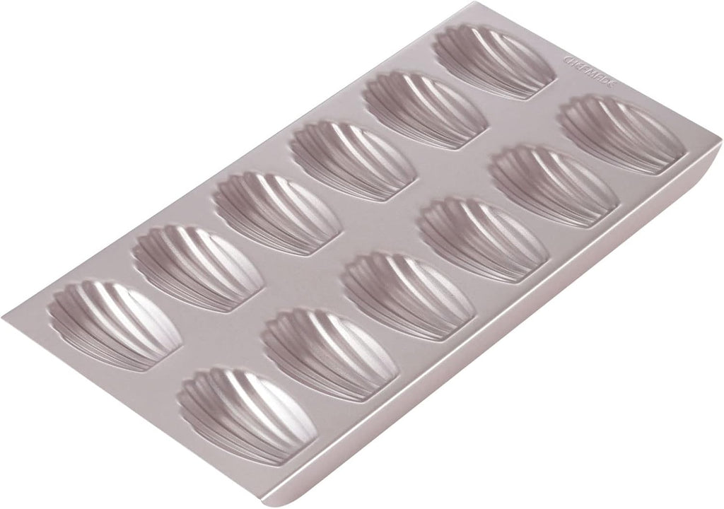 CHEFMADE Madeleine Mold Cake Pan, 12-Cavity Non-Stick Oval Shell Madeline Bakeware for Oven Baking (Champagne Gold)