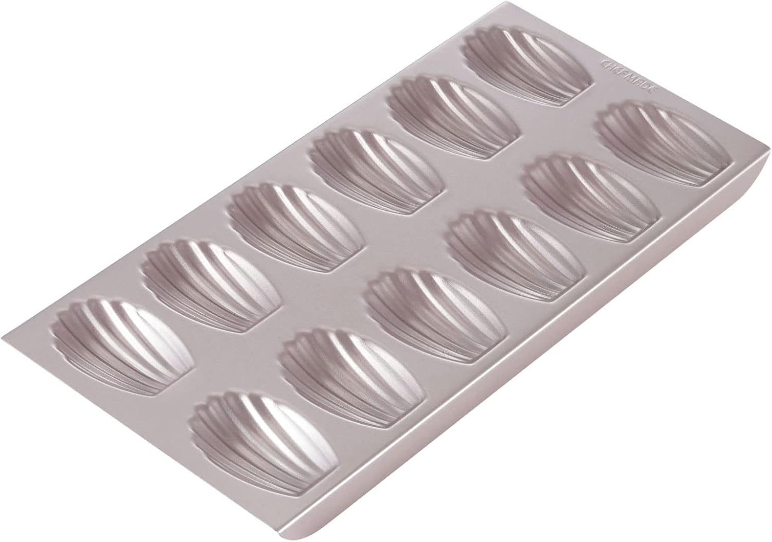 CHEFMADE Madeleine Mold Cake Pan, 12-Cavity Non-Stick Oval Shell Madeline Bakeware for Oven Baking (Champagne Gold)