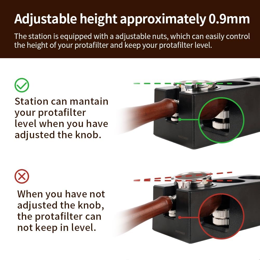 watchget Espresso Tamping Station, Plastic Espresso Organizer Box for 51/54/58mm Portafilter, Tamper, Distributor and Barista Accessories, Coffee Tamper Station, Black