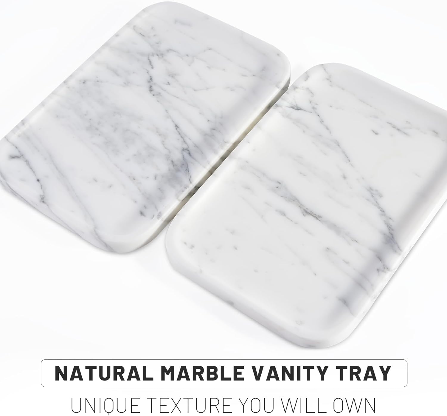 Vanity Trays, Marble Bathroom Tray for Countertop, Decorative Tray for Dresser Organizer, One Piece Serving Tray for Kitchen, Storage Tray for Kitchen Sink, Perfume, Jewelry Holder(Arabescato)