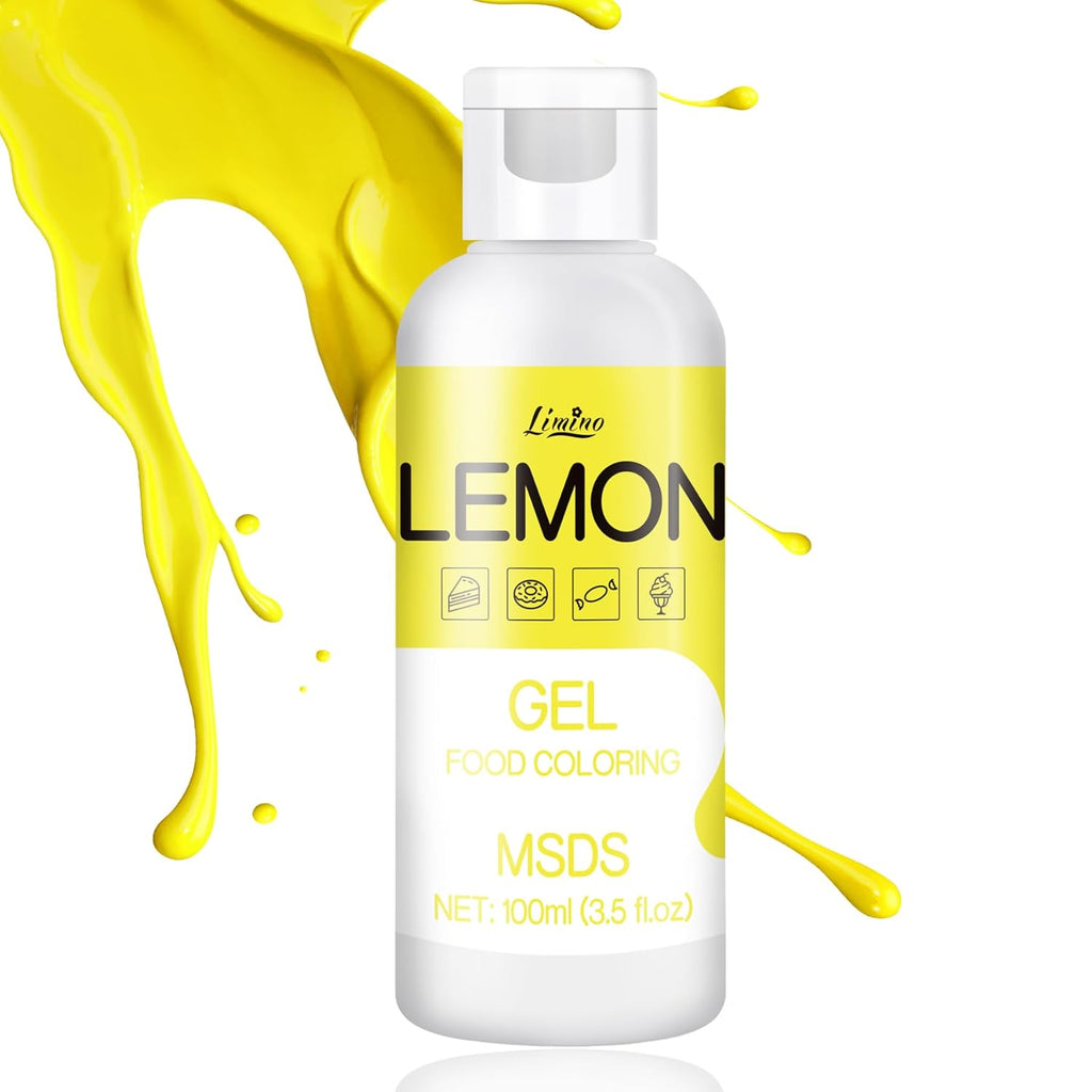 Gel Food Coloring - 4.5oz Vivid Food Coloring Gel for Baking, Cake Decorating, Cookie, Fondant, Macaron - Tasteless Concentrated Edible Food Color Dye for Icing, Slime, Drinks, DIY Crafts (Lemon)